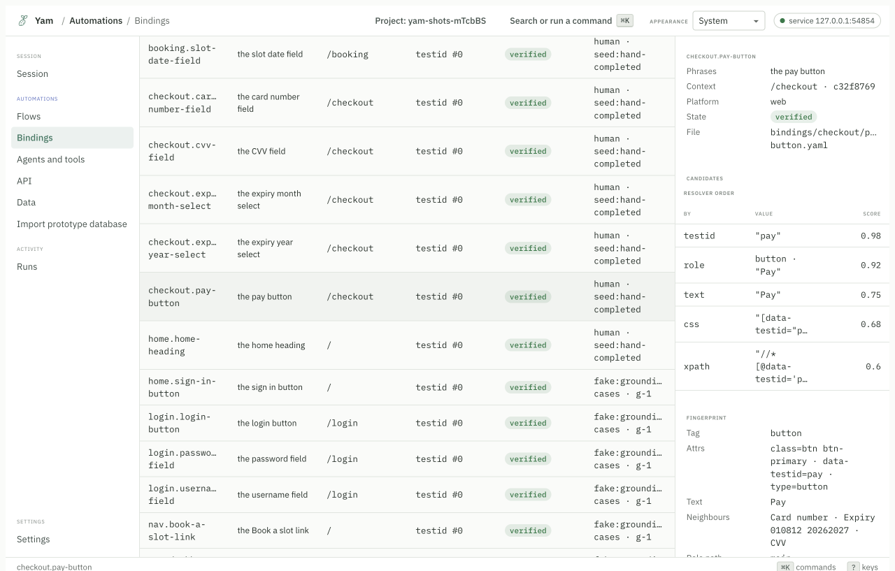 Bindings in the app